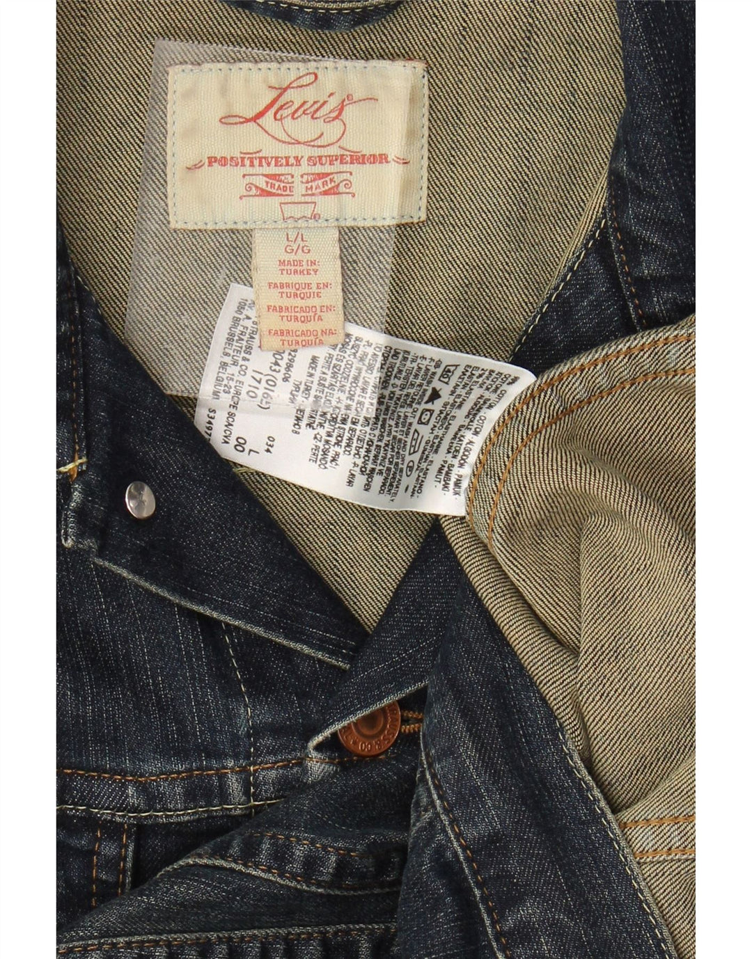 Jachetă de blugi pentru femei LEVI'S UK 14 mare din bumbac bleumarin