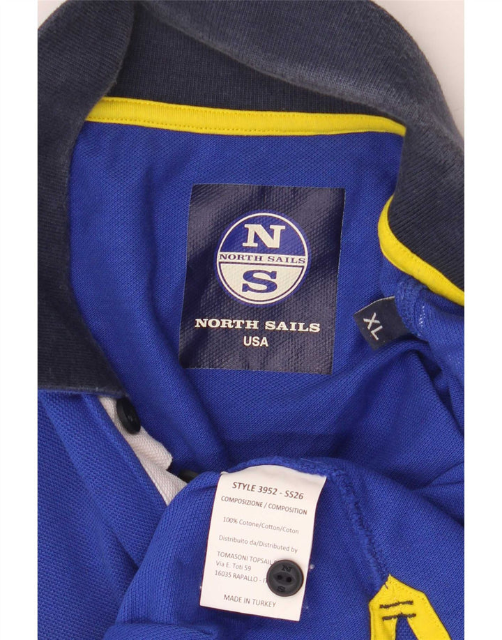 Cămașă polo cu grafică North Sails pentru bărbați, XL, bumbac, albastru