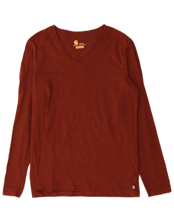 Top cu mânecă lungă Carhartt pentru femei, cu croială relaxată, 12/14, mare, maro, pete