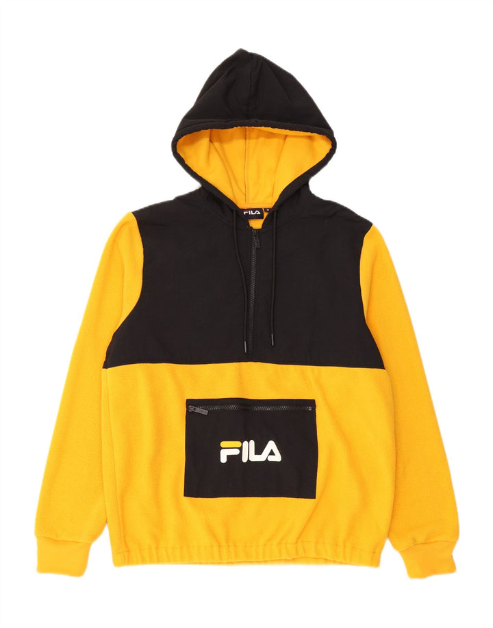 Pulover Fila pentru bărbați, cu glugă, cu glugă, din poliester, galben mediu