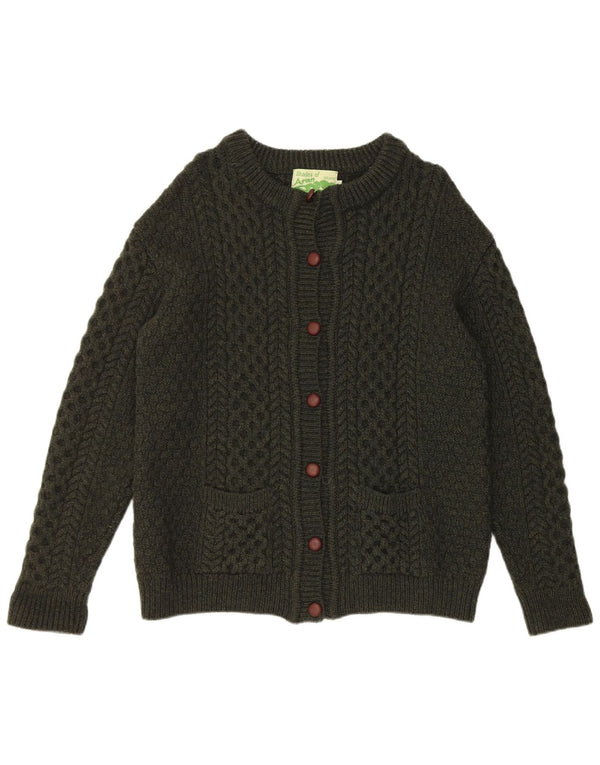Shades Of Aran Womens Cardigan Sweater UK 18 XL Khaki Merino Wool