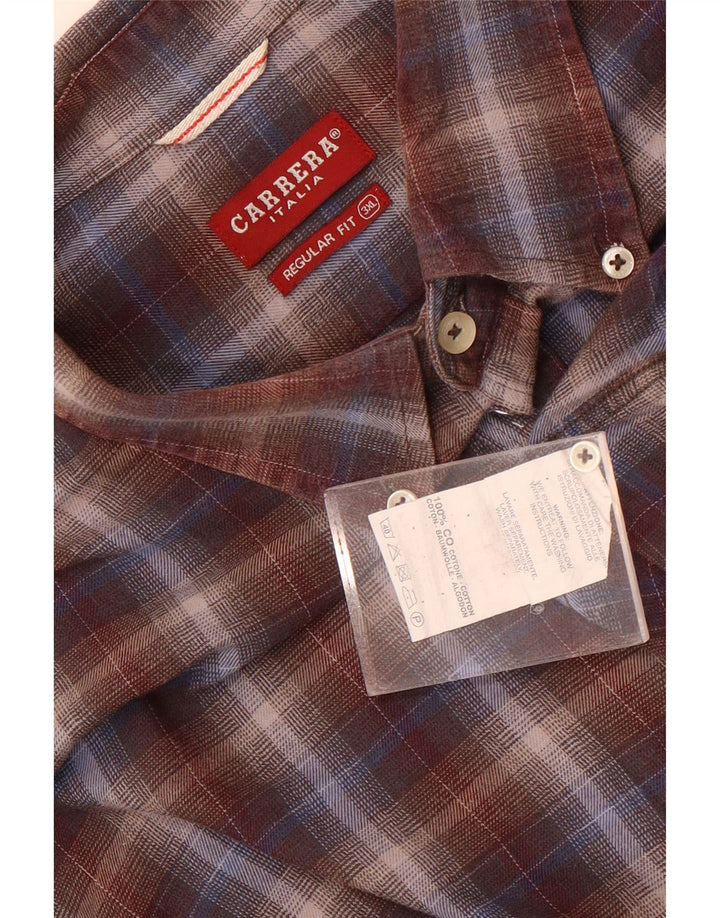Cămașă de flanel pentru bărbați Carrera, cu ajustare normală, 3XL, bumbac cu carouri maro