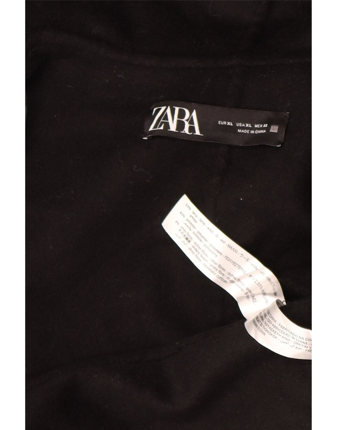Pardesiu deschis supradimensionat pentru femei Zara UK 18 XL Lână neagră