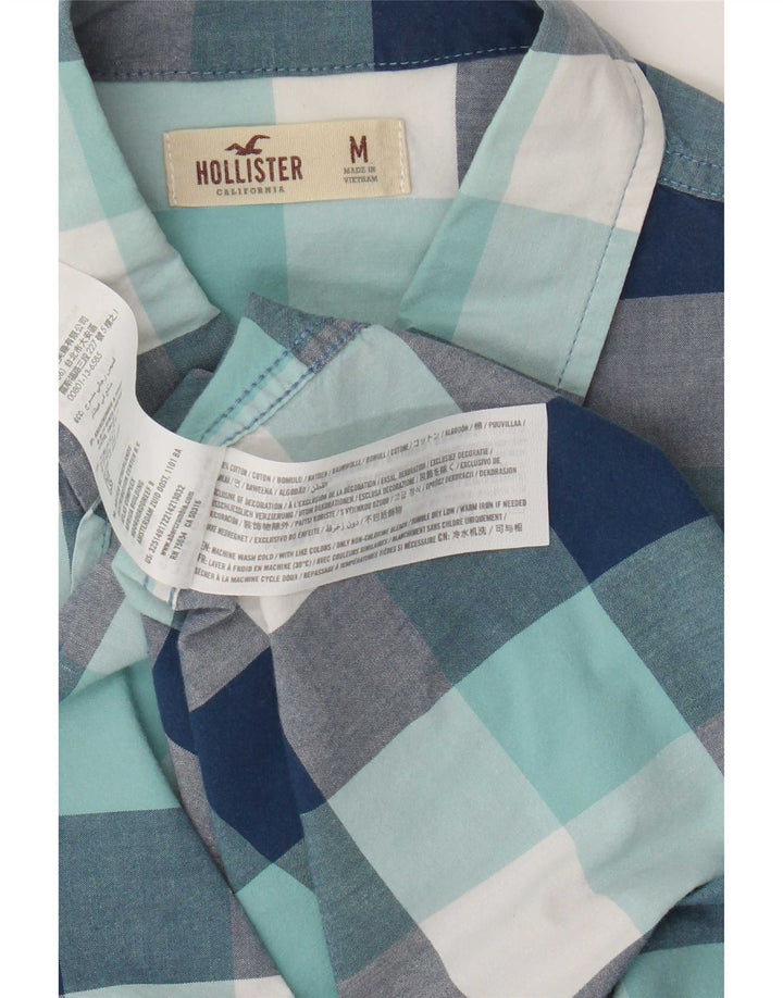 Cămașă Hollister pentru bărbați, bumbac cu carouri albastru mediu