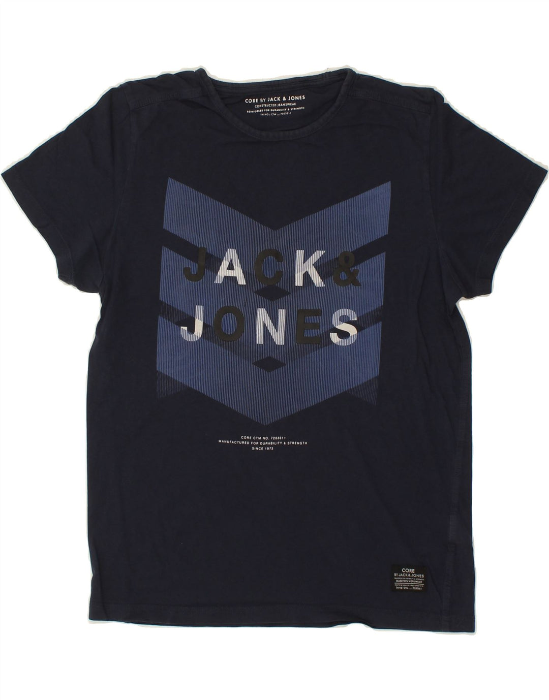 JACK & JONES Mens Graphic T-Shirt Top Medium Navy Blue Cotton Vintage Jack & Jones and Second-Hand Jack & Jones from Messina Hembry 