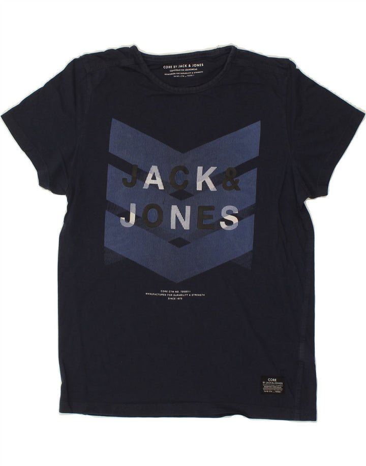 JACK & JONES Mens Graphic T-Shirt Top Medium Navy Blue Cotton Vintage Jack & Jones and Second-Hand Jack & Jones from Messina Hembry 