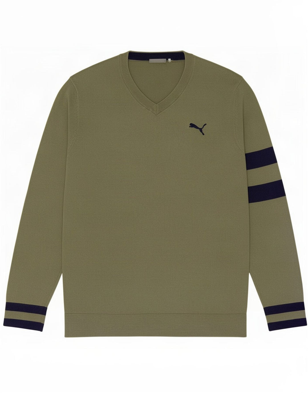 Pulover Puma cu decolteu în V pentru bărbați, verde mediu, color block