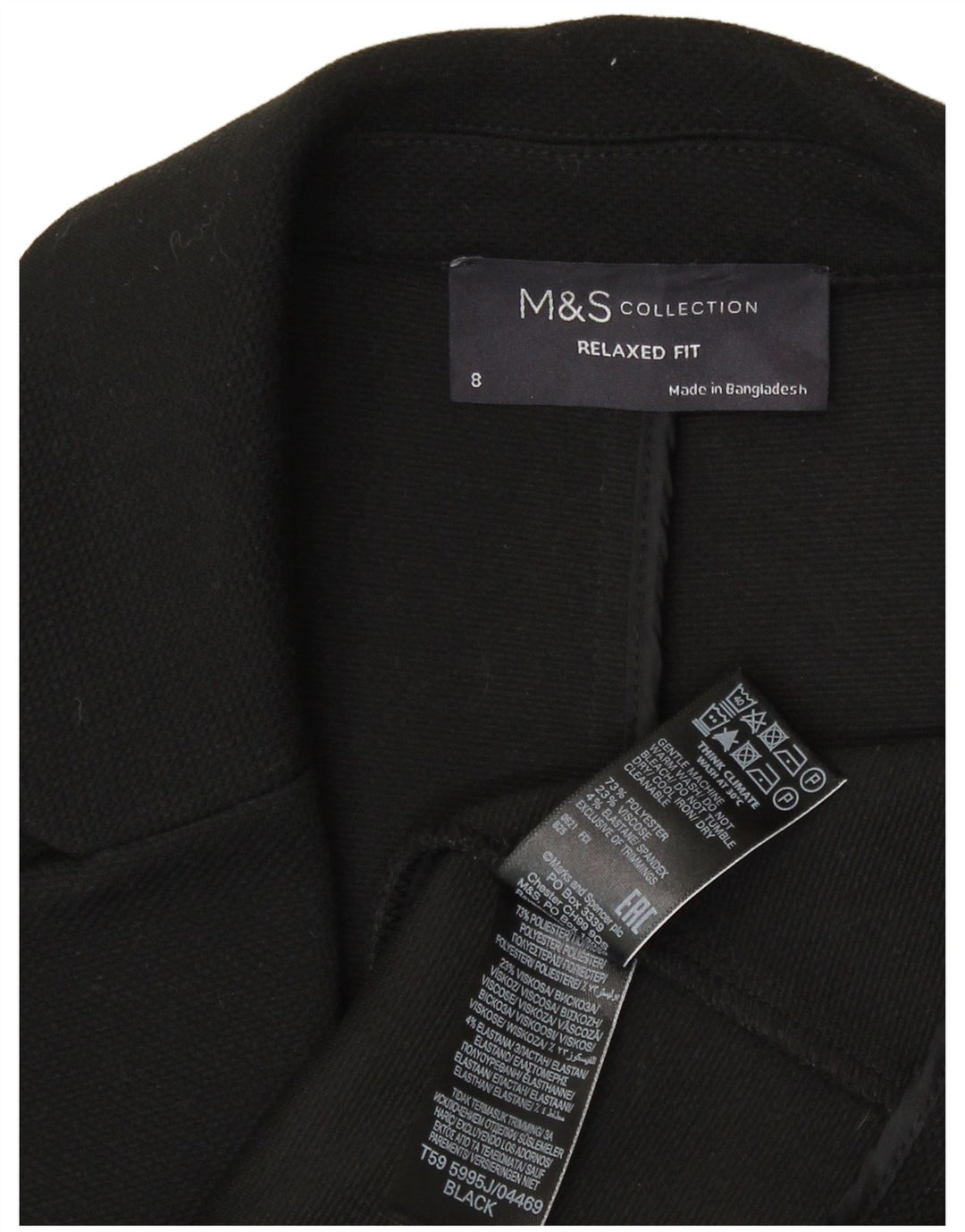 Jachetă pentru femei Marks & Spencer, deschisă, cu ajustare relaxată, UK 8, neagră