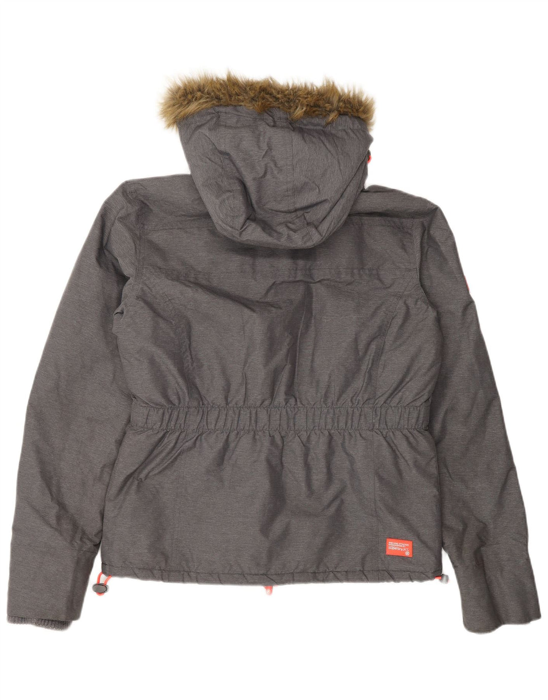 Jachetă Windbreaker pentru femei cu glugă Superdry UK 16 mare nailon gri