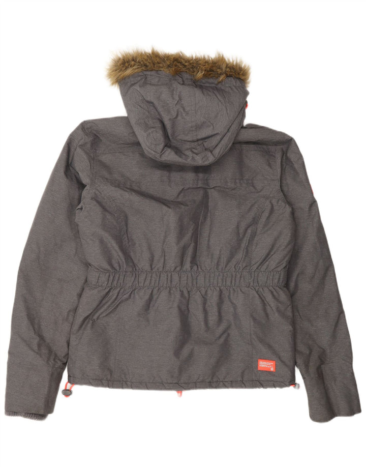 Jachetă Windbreaker pentru femei cu glugă Superdry UK 16 mare nailon gri