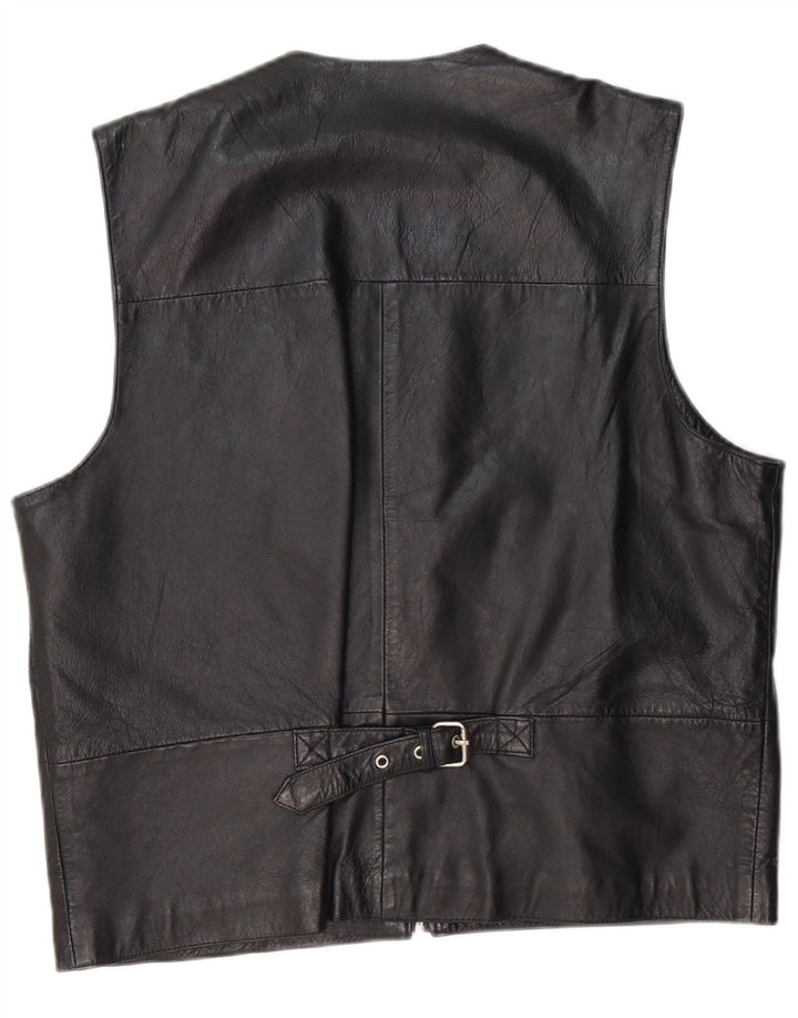 Vestă din piele pentru bărbați VINTAGE, piele neagră medie
