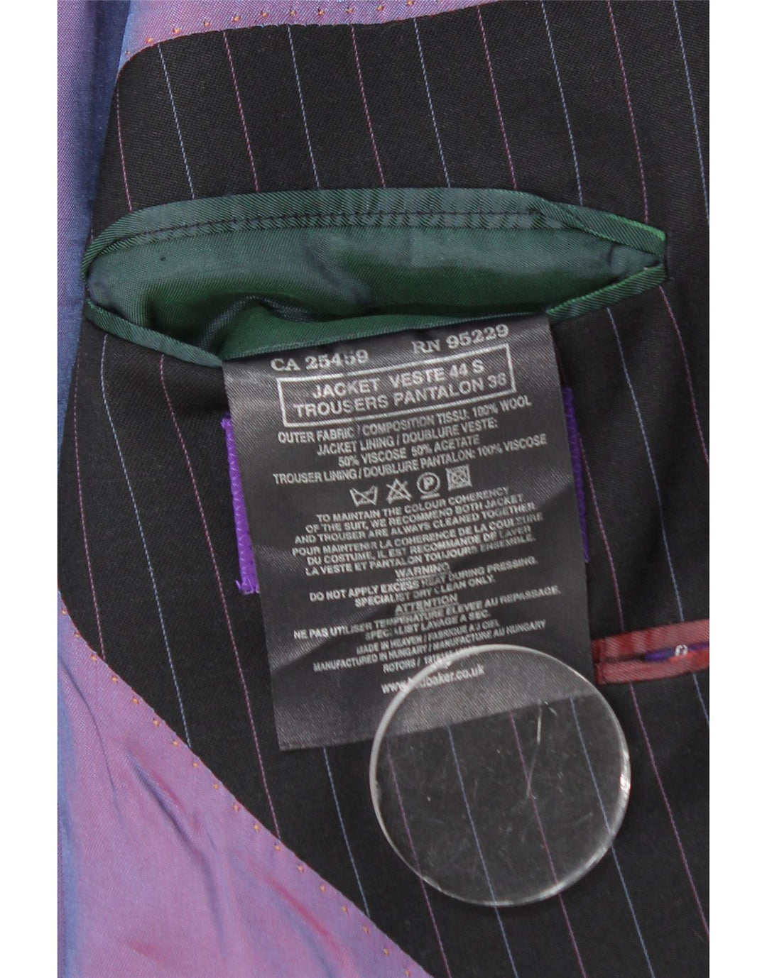 Sacou TED BAKER pentru bărbați, cu 2 nasturi, UK 44 2XL Lână neagră cu dungi