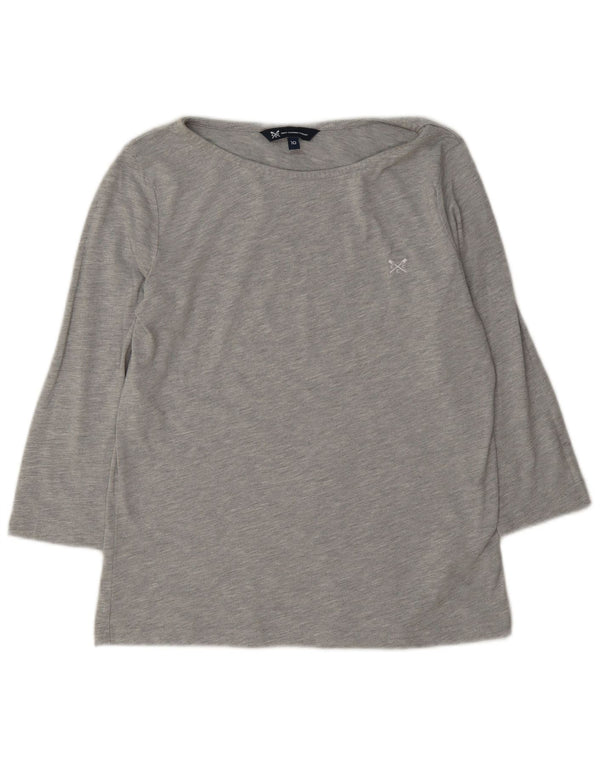 Crew Clothing Femei Top mânecă 3/4 UK 10 Small Gri Poliester