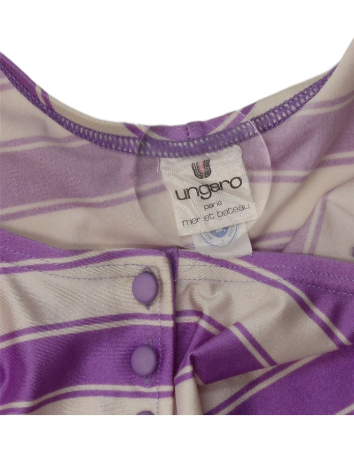 UNGARO Womens Sleeveless Shift Dress IT 46 Large Purple Striped Polyamide