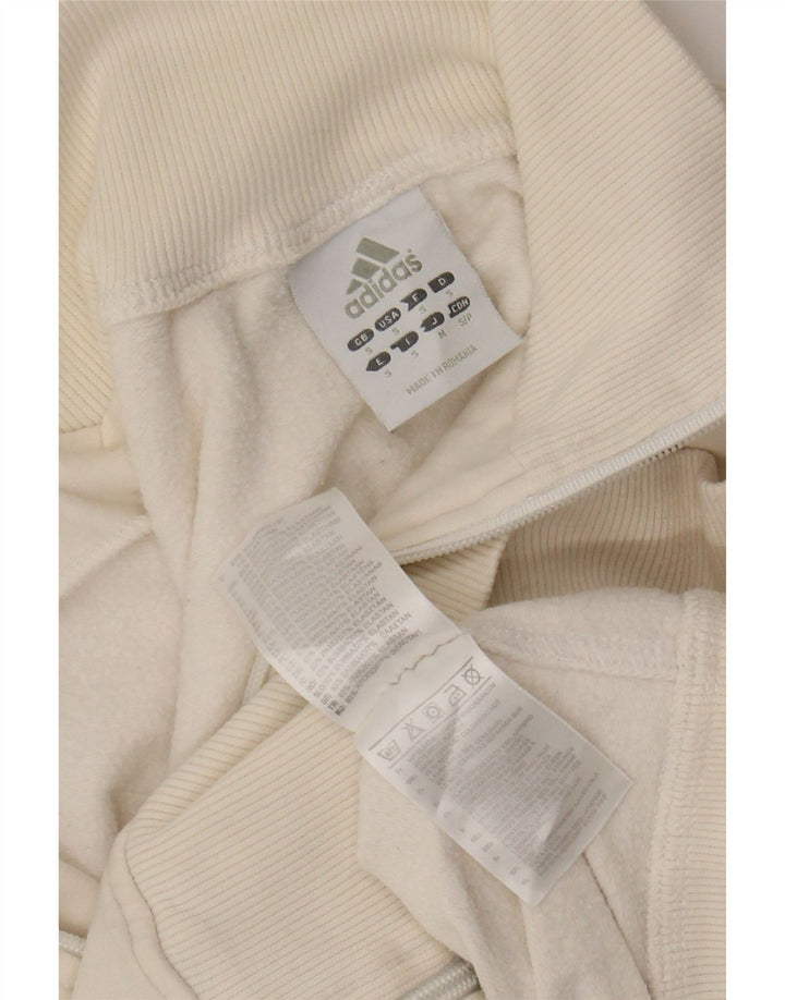 Jachetă de top ADIDAS Crop pentru femei UK 10 Bumbac alb mic