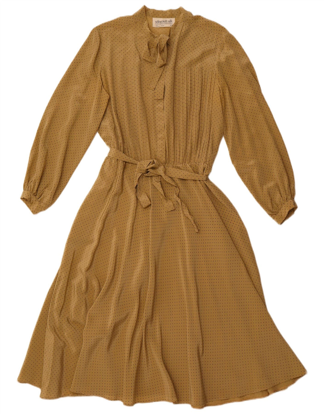 Rochie maxi cu mânecă lungă pentru femei VINTAGE EU 44 XL Maro cu pete