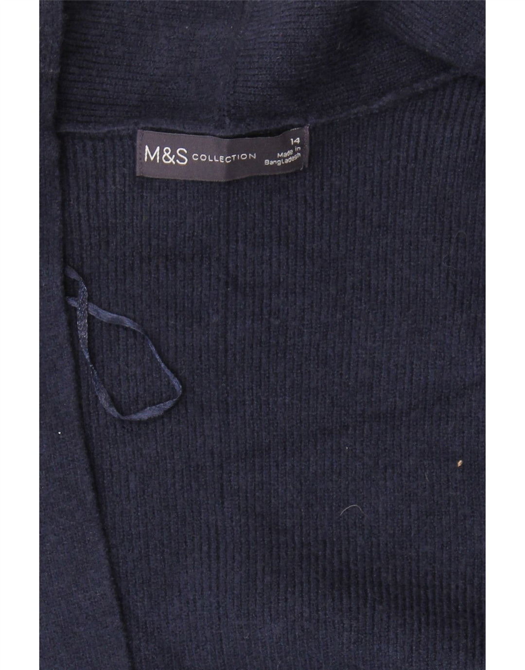 MARKS & SPENCER Womens Longline Cardigan Sweater UK 14 Large Navy Blue Vintage Marks & Spencer and Second-Hand Marks & Spencer from Messina Hembry 
