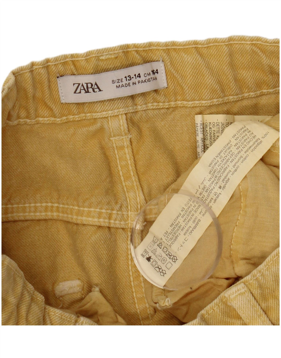 Fusta Denim ZARA Fete 13-14 Ani W26 Bumbac Galben