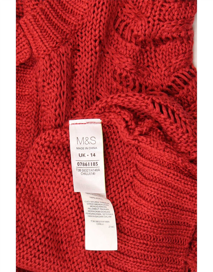 Pulover cardigan cu mânecă scurtă pentru femei Marks & Spencer UK 14 Large Red