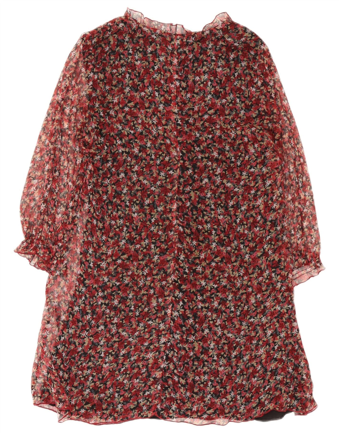 Rochie schimbătoare cu mânecă lungă pentru femei Zara UK 10 Poliester floral roșu mic