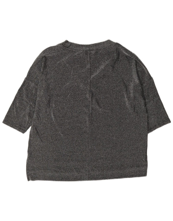 Marks & Spencer Top supradimensionat pentru femei cu mâneci 3/4 UK 12 Medium argintiu cu pete