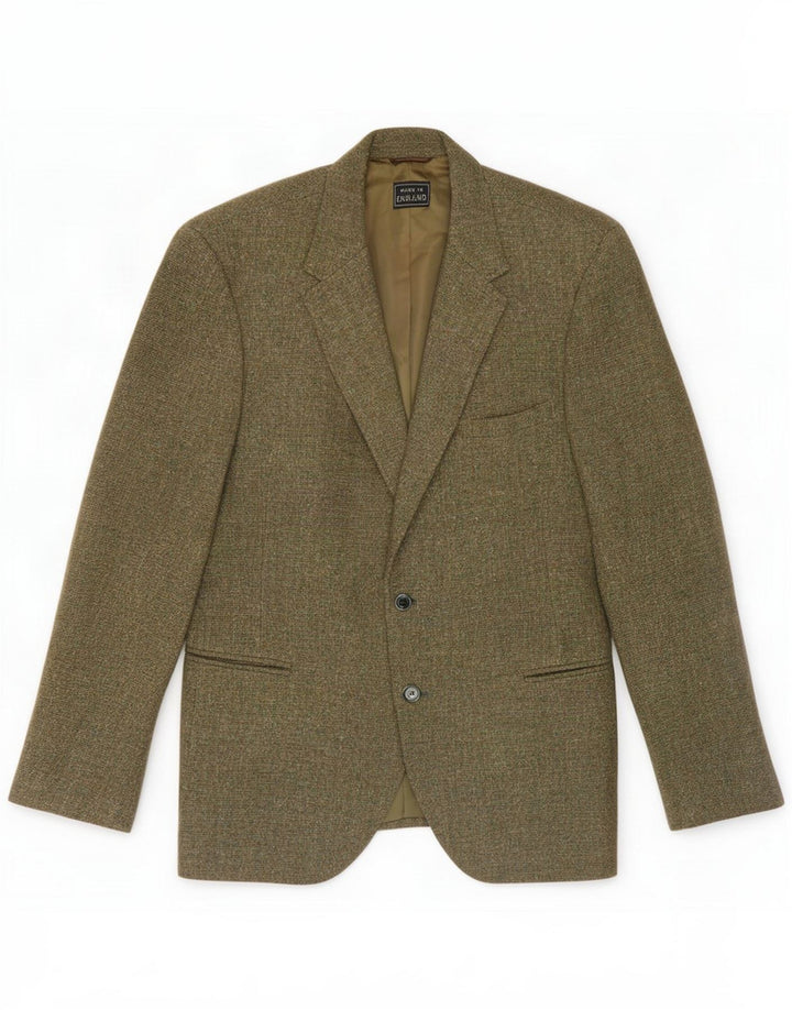 Jachetă pentru bărbați cu 2 nasturi Harris Tweed UK 38 Medium Green Flecked Wool