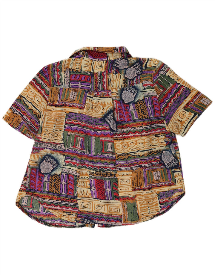 Bluză de cămașă vintage pentru femei cu model abstract, UK 20 2XL, multicoloră