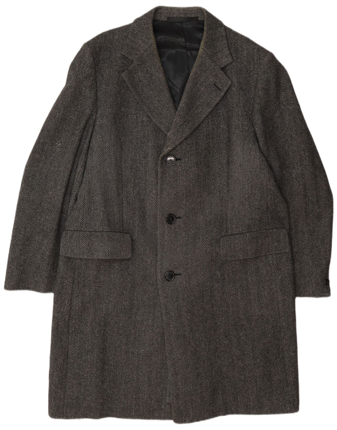 Pardesiu Crombie pentru bărbați UK 42 XL Lână gri Herringbone