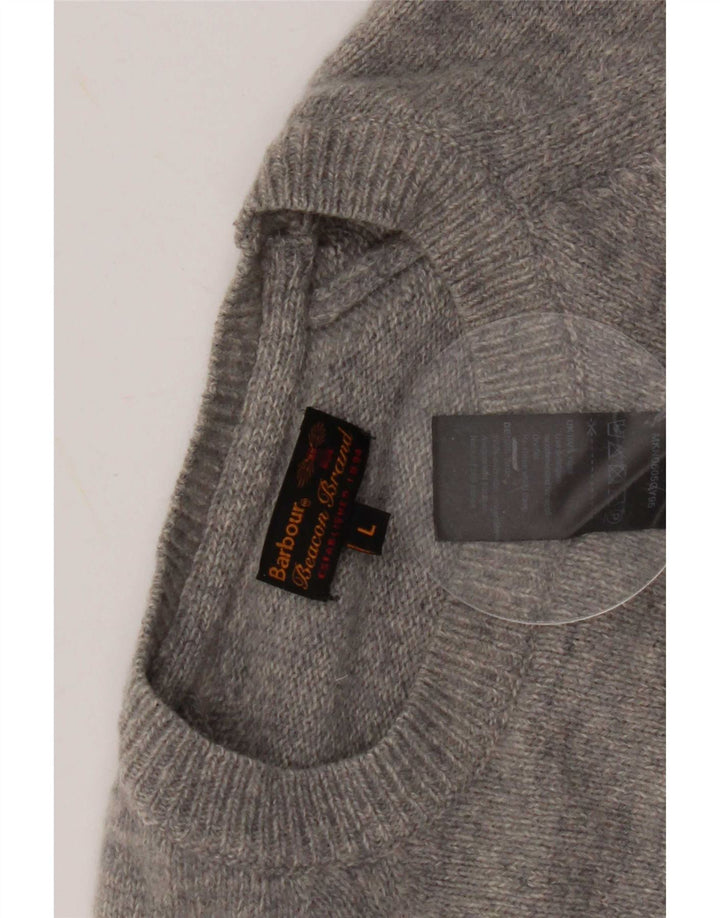 Pulover Barbour pentru bărbați cu gât de barcă, lână mare, gri