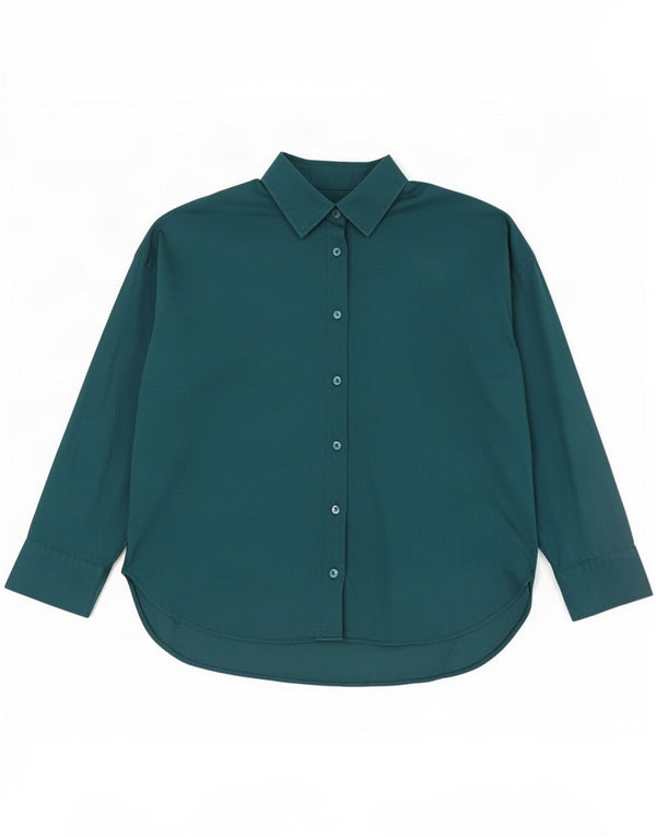 Bluză cămașă supradimensionată pentru femei Zara cu mâneci 3/4 UK 6 XS Viscoză verde