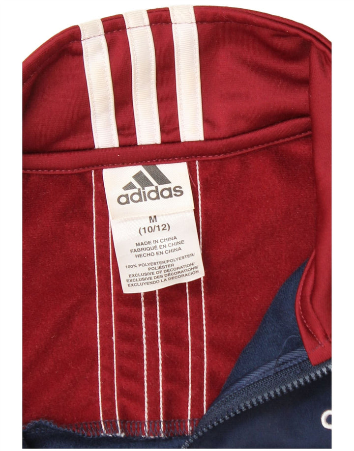 ADIDAS Boys Tracksuit Top Jacket 10-11 Years Medium Navy Blue Colourblock