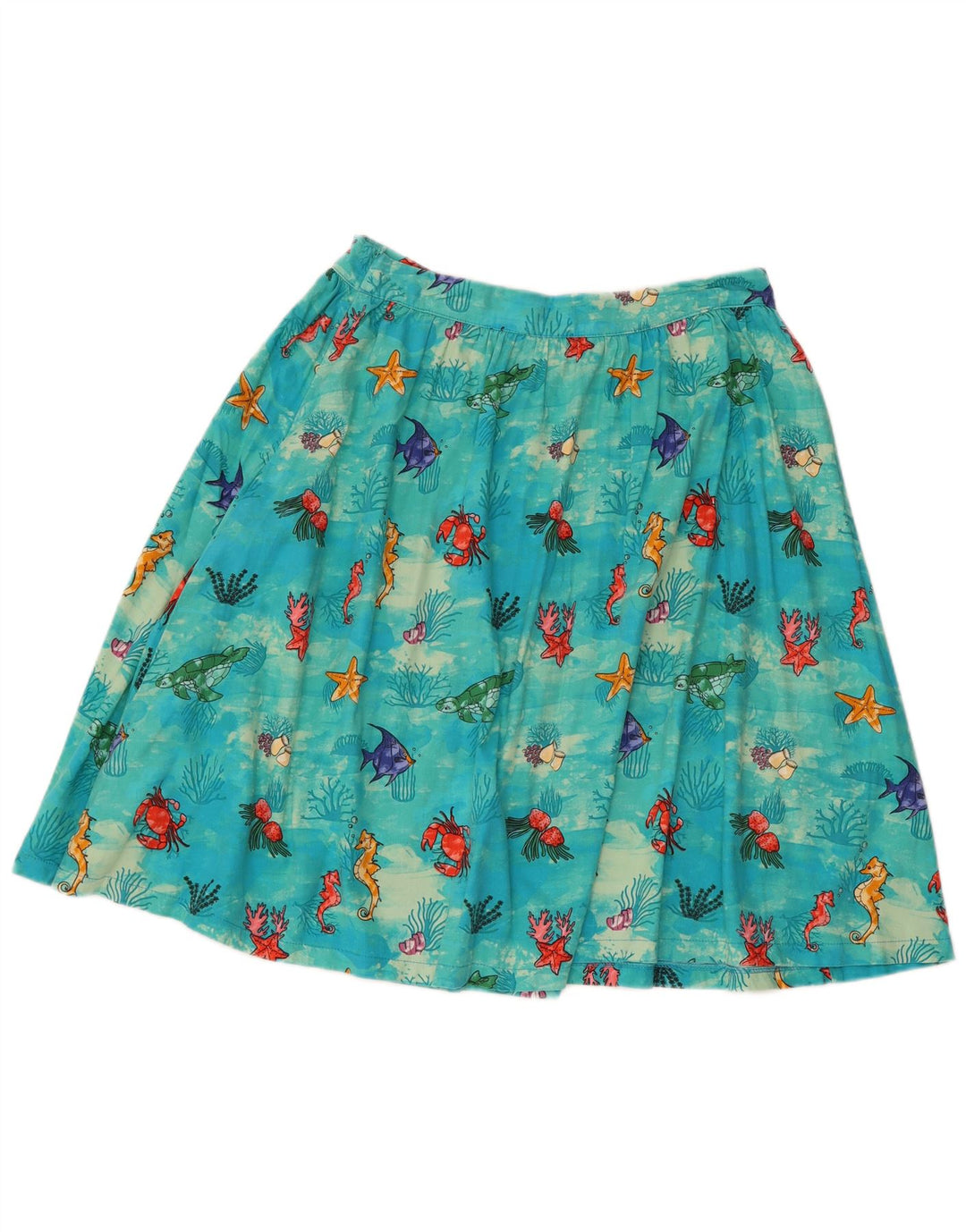 Fusta evazată cu model abstract Lindy bop pentru femei UK 12 Medium W30 Bumbac albastru