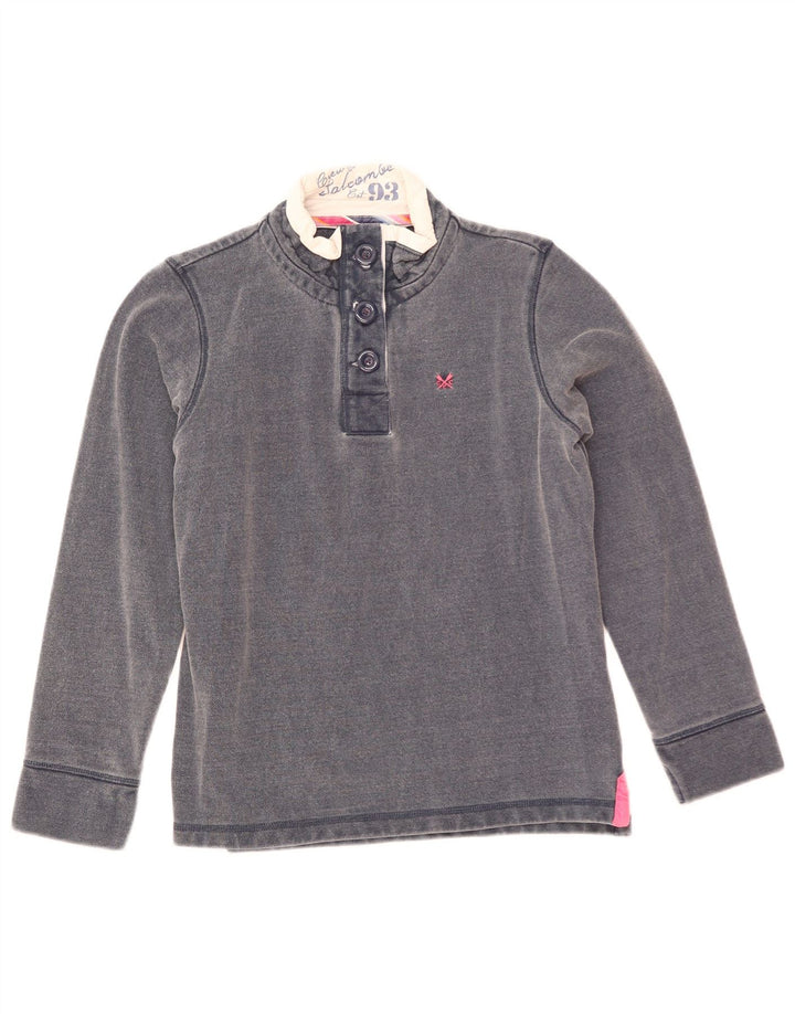Crew Clothing Hanorac pentru femei cu gât cu nasturi Pulover UK 10 Mic Bleumarin