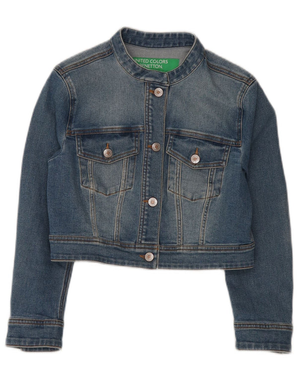 BENETTON Jachetă de denim crop pentru femei UK 10 Small Blue Bumbac