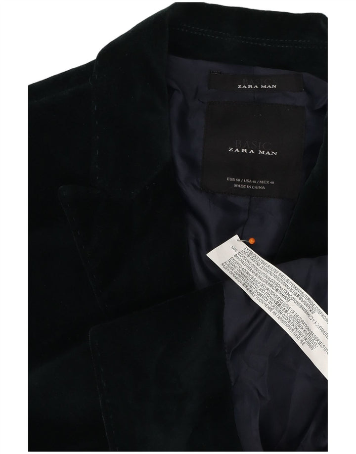 Blazer pentru bărbați din catifea cu 2 nasturi ZARA EU 50 bumbac verde mediu