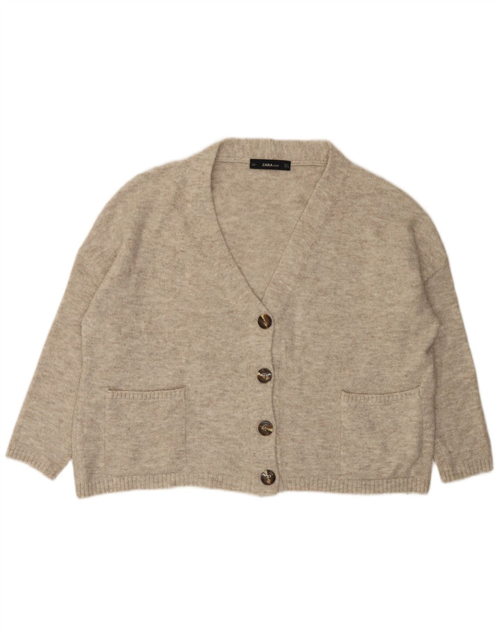 Pulover cardigan supradimensionat pentru femei Zara UK 10 mic gri cu pete