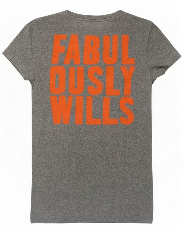 Jack Wills Womens Graphic T-shirt Top UK 8 Small Grey Bumbac