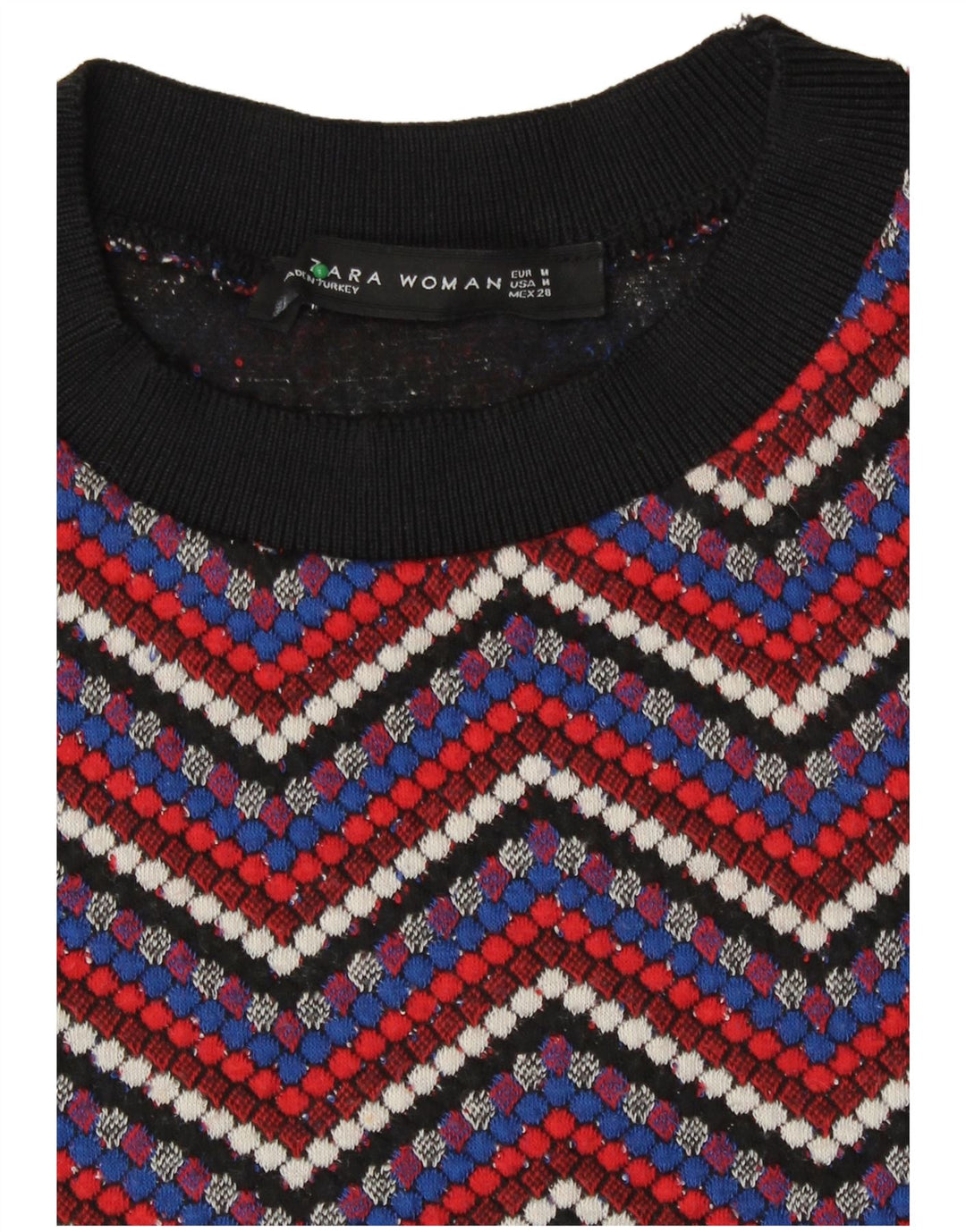 Pulover pentru damă Zara, cu gât turnut, UK 12, chevron mediu multicolor