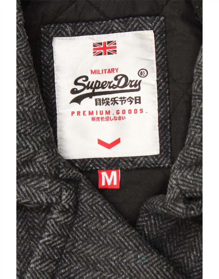 Palton pentru femei SUPERDRY UK 14 Medium Black Herringbone Lână