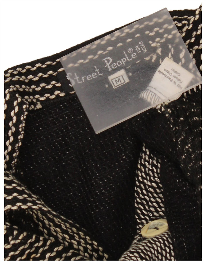 Rochie de damă vintage cu braț din bumbac chevron mediu negru UK 12