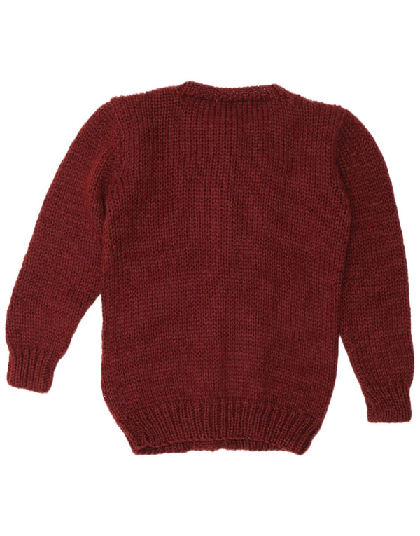 Pulover Cardigan Vintage pentru Damă UK 14 Medium Burgundy Acrilic