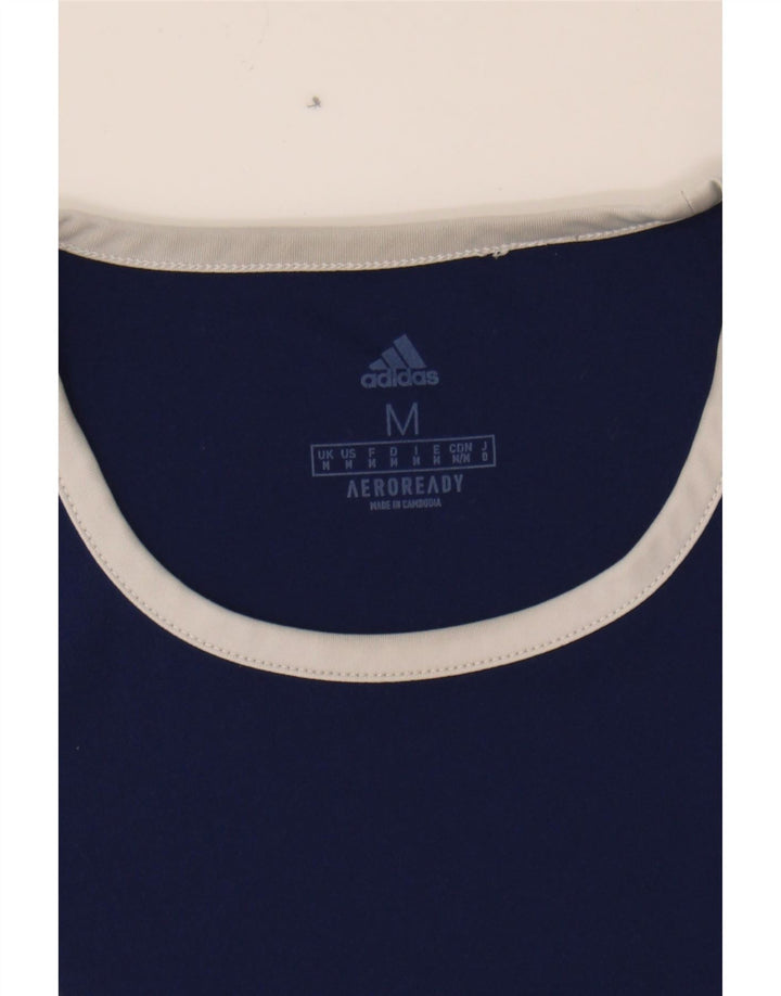 ADIDAS Mens Aeroready T-Shirt Top Medium Navy Blue Colourblock Polyester Vintage Adidas and Second-Hand Adidas from Messina Hembry 