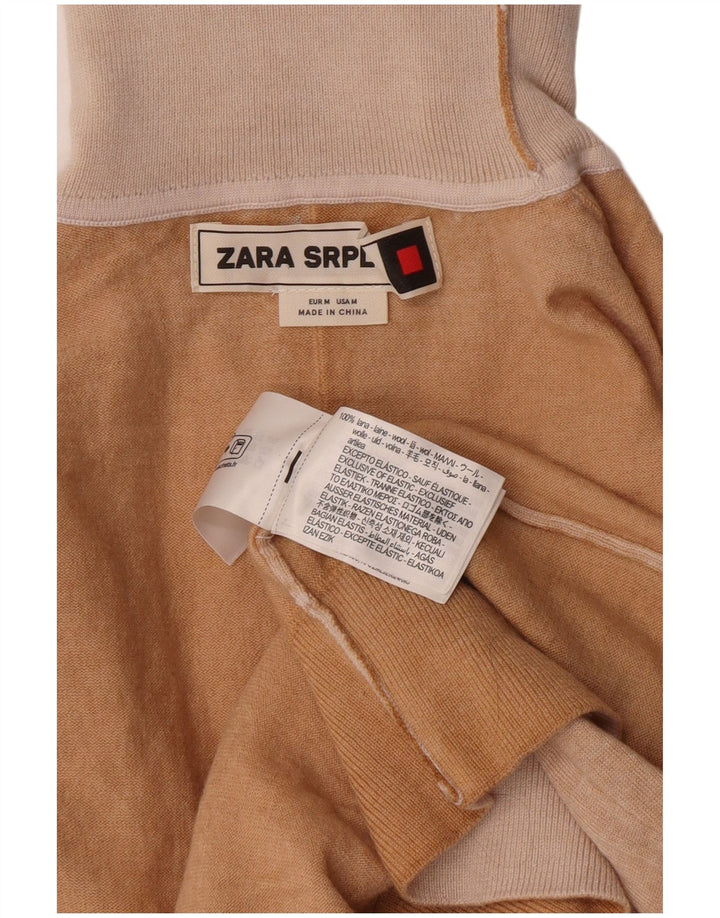 Pulover pentru femei Zara cu gât rulat UK 12 Medium Beige Lână