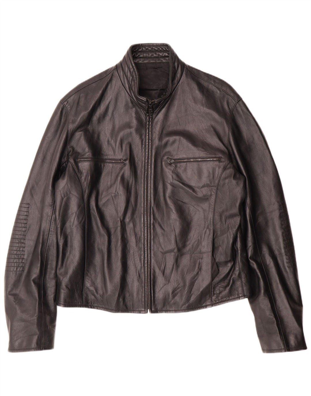 Geacă de piele vintage pentru femei IT 52 2XL din piele neagră