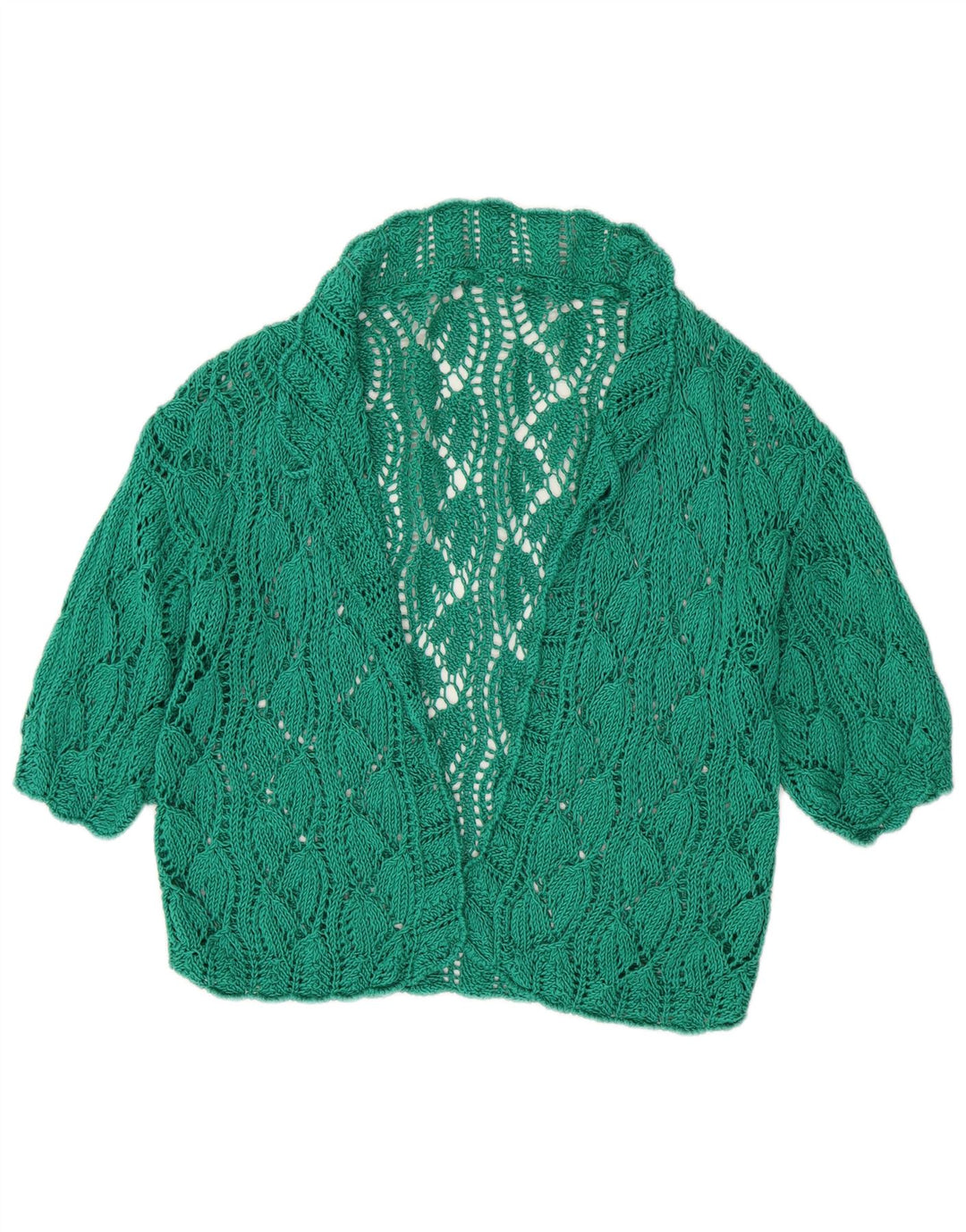 Pulover cardigan deschis pentru femei cu mânecă scurtă vintage UK 16 mare verde