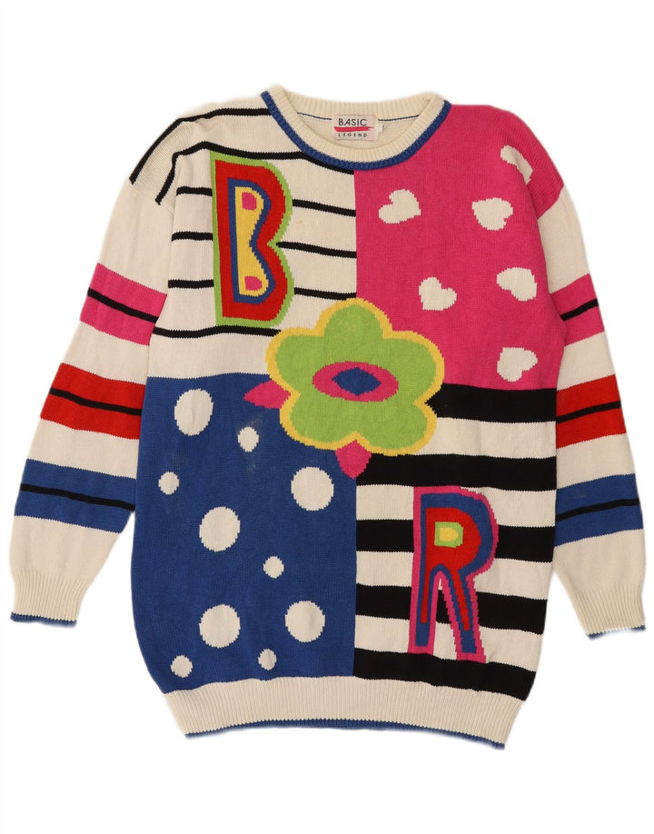 Pulover de bază pentru femei cu paragate cu gât de barcă UK 14 Medium Multicolor