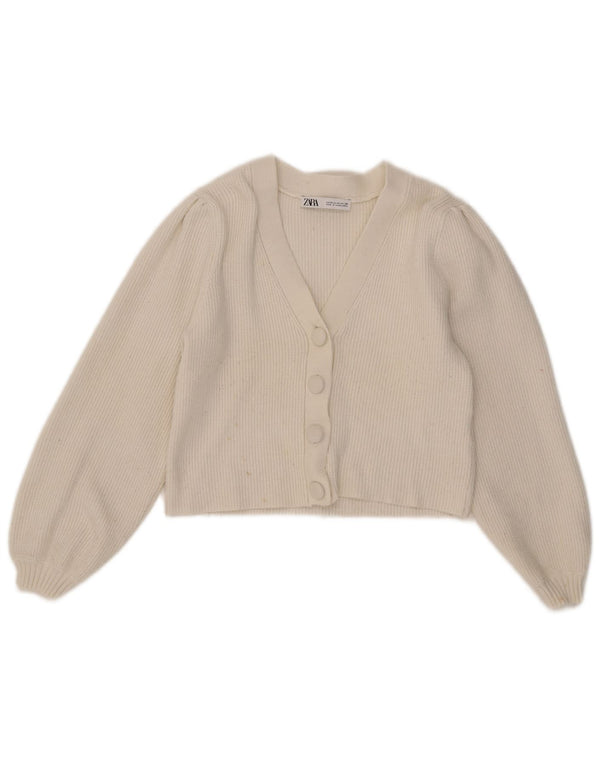 Pulover cardigan pentru femei Zara UK 12 Medium White Viscose