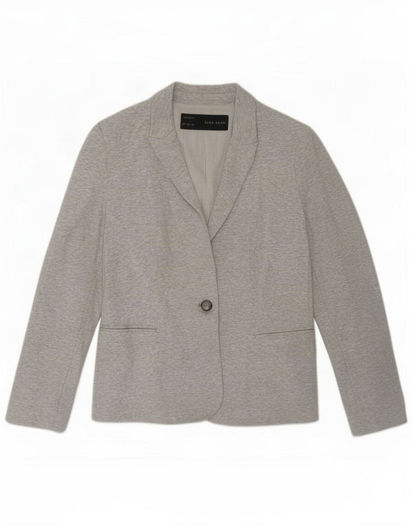Jachetă Blazer pentru femei Zara cu 1 nasture UK 14 mare, gri, viscoză
