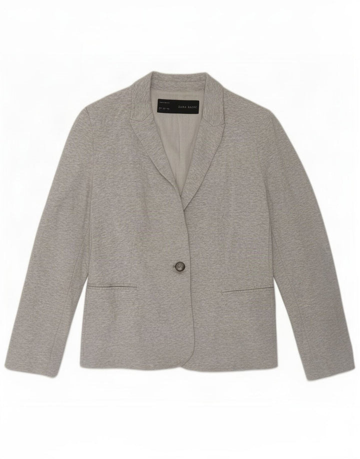 Jachetă Blazer pentru femei Zara cu 1 nasture UK 14 mare, gri, viscoză