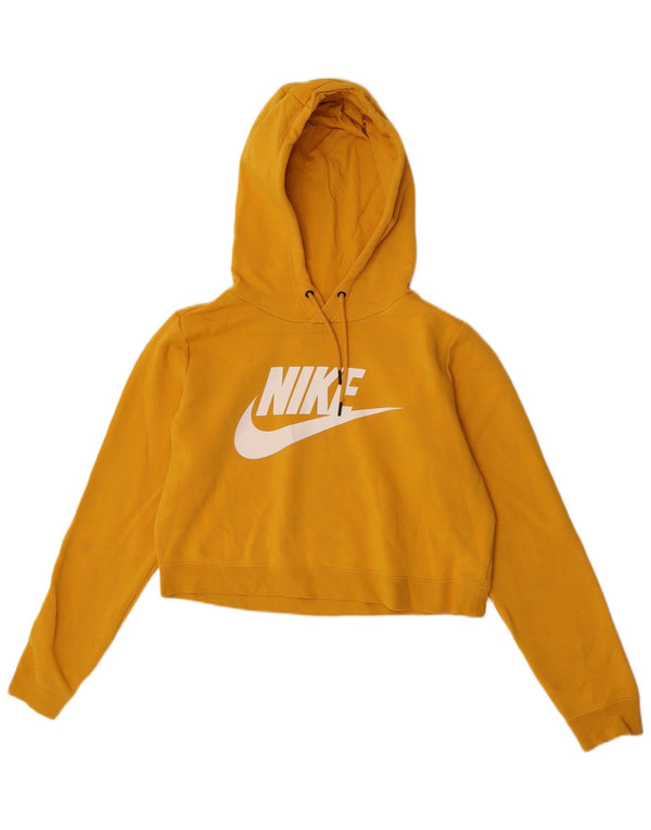 Jumper Nike pentru femei oversized Crop Graphic Hoodie UK 14 Bumbac galben mediu